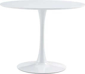 Étkezőasztal, kerek, fehér, matt, átmérő 110 cm, REVENTON NEW