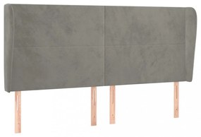 világosszürke bársony fejtámla szárnyakkal 203x23x118/128 cm
