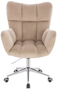 HR650K Latte modern velúr szék krómozott lábbal