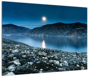 Egy éjszakai táj képe, Izland (üvegen) (70x50 cm)
