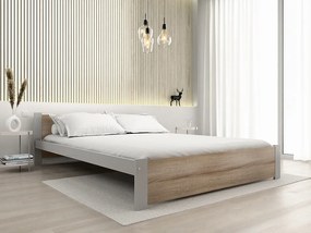 Ágy IKAROS 140 x 200 cm, sonoma tölgy/szürke Ágyrács: Lamellás ágyrács, Matrac: Deluxe 10 cm matrac