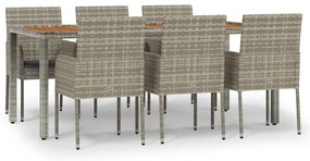 vidaXL 7 részes szürke polyrattan kerti étkezőgarnitúra párnával