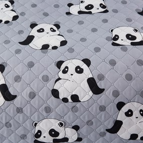 Ágytakaró mintás PANDA szürke Méret: 170 x 210 cm