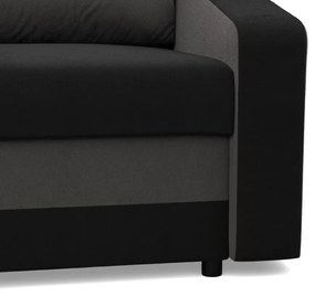 Hewlet sarokkanapé, 2 ágyneműtartóval, szövet anyag, univerzális oldal, hab töltet, fekete - szürke