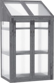 Outsunny Fa Mini Üvegház 70 x 50 x 120 cm, Fedett Üvegház Ablakkal, Kétszárnyú Ajtóval, Fényáteresztő Hidegkeret 3 Polccal, Télálló Magasított Kertágy