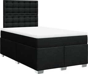 vidaXL fekete szövet rugós ágy matraccal 120 x 200 cm