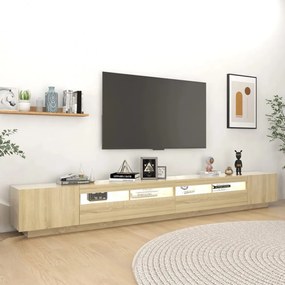 sonoma tölgy színű TV-szekrény LED-lámpákkal 300 x 35 x 40 cm