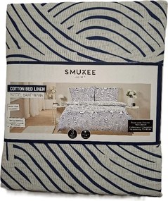 Pamut ágyneműhuzat Hullámok fehér-kék 160x200 új