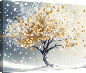 Vászonkép falikép fa fehér arany 100 x 75