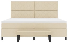 Box Spring ágy matraccal és paddal, krém 200x200 cm szövet