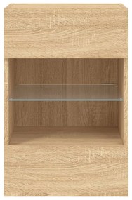 sonoma tölgy színű fali TV-szekrény LED-ekkel 40x30x60,5 cm