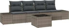 vidaXL Kanapé Szett párnával párnával 5 pcs Szürke polirattan