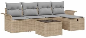 vidaXL Kerti Kanapé Szett párnával tárolóval 6 pcs Bézs Poli rattan