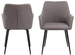 Világosszürke kárpitozott karfás étkezőfotel szett 2 db-os Lizzy – Actona