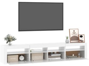 fehér TV-szekrény LED-lámpákkal 210x35x40 cm