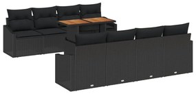 Kertiszofa Szett 7 Darabos Fekete Rattan Kertiszofa