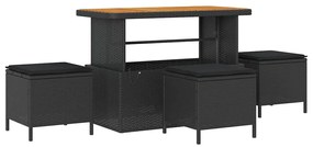 Kerti Kanapé Szett párnával tárolóval 13 pcs Fekete Poli rattan