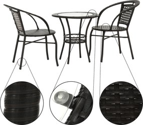 Kerti rattan szett 1+2, barna, LASAN