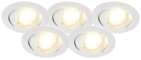 5 db süllyesztett spotlámpa készlet, fehér LED-del, 3 fokozatban szabályozható - Mio