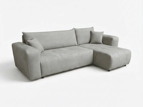 Világosszürke kihúzható sarokkanapé SORELA, kétoldalas + 2 párna AJÁNDÉK