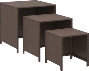 vidaXL 3 db barna polyrattan rakásolható kisasztal