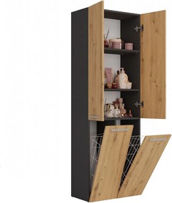 2K DD fürdőszoba szekrény, antracit-tölgy