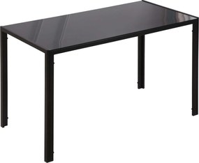 HOMCOM Étkezőasztal 4 fő részére, Konyhaasztal Temperált Üveg Toppa, Nappali Asztal, Fém, Fekete, 120 x 60 x 75 cm | Aosom