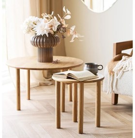 Natúr színű tölgyfa kerek dohányzóasztal ø 70 cm Jena – House Nordic