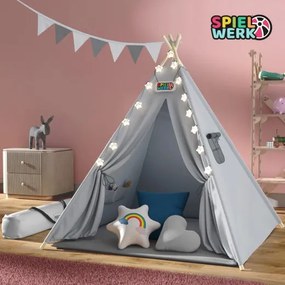 Spielwerk® Teepee gyereksátor 160x120x120cm - szürke