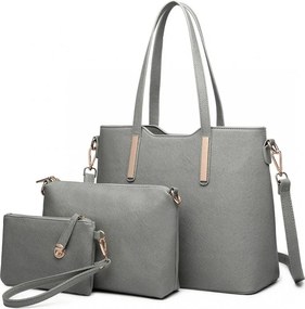 Ezüst 3 darabos luxus női táskaszett „Trio”