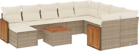vidaXL 11 részes bézs polyrattan kerti ülőgarnitúra párnákkal