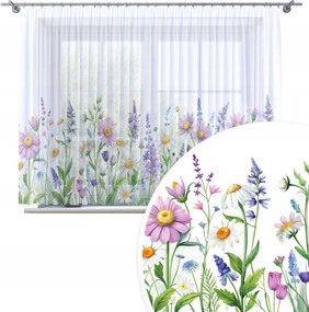 Tavaszi Függöny Kész 300x150 Fátyol Szalagon Virágok Színek Tavaszi Minta 380