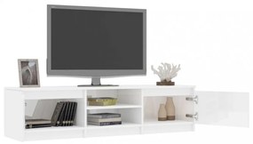 magasfényű fehér szerelt fa TV-szekrény 140 x 40 x 35,5 cm