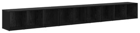 TV szekrény 3 pcs Musta tammi 37 x 35 x 107.5 cm Műanyag Fa