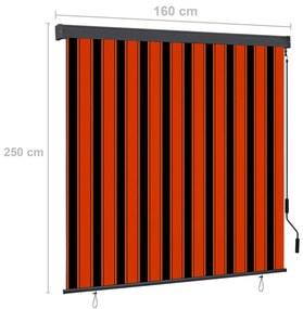 narancssárga és barna kültéri roló 160 x 250 cm