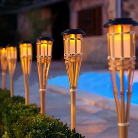 Bambusz LED napelemes kerti lámpa 60cm 2db