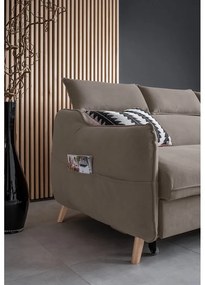 Világosbarna bársony kinyitható sarokkanapé (jobb oldali) Sweet Harmony – Miuform