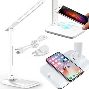 Modern Asztali lámpa állítható színhőmérséklettel, vezeték nélküli telefon töltővel
