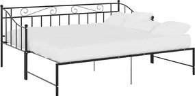vidaXL fekete fém kihúzható kanapéágykeret 90 x 200 cm