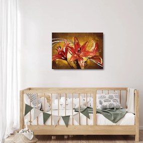 Kép a liliomvirágokról (üvegen) (70x50 cm)