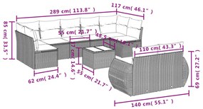 10 részes bézs polyrattan kerti ülőgarnitúra párnával