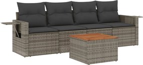 vidaXL 5 részes szürke polyrattan kerti ülőgarnitúra párnákkal
