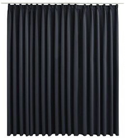 fekete sötétítőfüggöny kampókkal 290 x 245 cm
