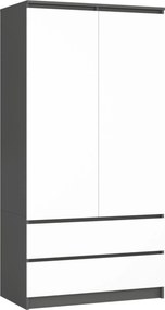 S90 2D 2SZ Szekrény Clp Grafit Pk Szürke Fehér Akd