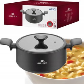 Nagy Ételkészítő Edény 1,4L Rozsdamentes Acél Hagyományos 16CM Gerlach Wings Fedővel