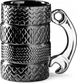 Gumiabroncs bögre ezüst gumikulccsal ajándék a férj apjának szerelőjének 450ml