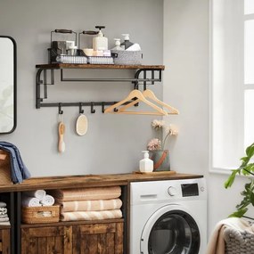 NATE falra szerelhető fogas polccal, barna/fekete