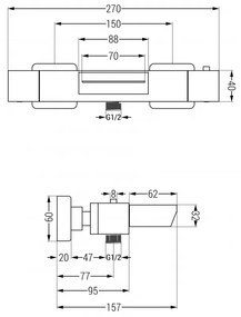 Mexen CUBE termosztatikus fürdőcsaptelep, arany, 77360-50