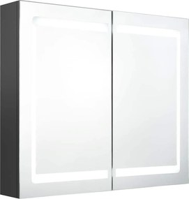 vidaXL szürke LED-es tükrös fürdőszobaszekrény 80 x 12 x 68 cm