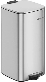30 literes acél pedálos szemetes belső vödörrel, metál ezüst